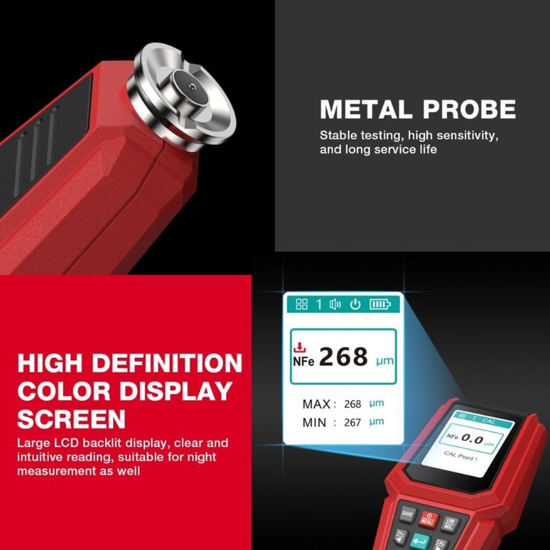 Automotive Paint Thickness Gauge With High Precisions Measurement 0-1500UM TesterFor Car Body Coating