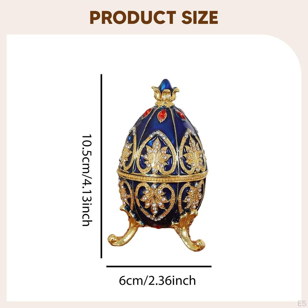 Easter Egg Trinket Box Enamel Jewelry Art Craft Birthday Gift Keepsake Zinc Alloy Tabletop