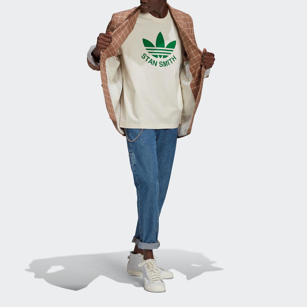 Adidas Originals Trefoil Stan Tee Logo Print Sports Short Sleeve T-Shirt Men Tops Undyed GQ8874