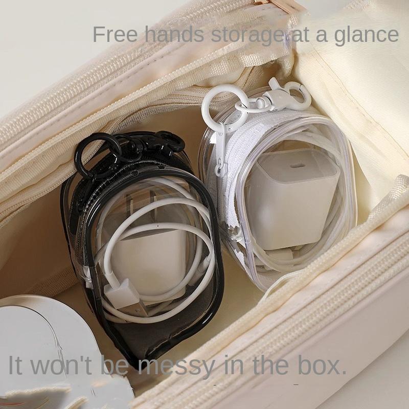 3935 Cavo Dati Caricabatterie Custodia Trasparente Avvolgicavo Portatile per Uscita Auricolari Custodia per Chiavi Borsa Organizzatrice per Cellulare