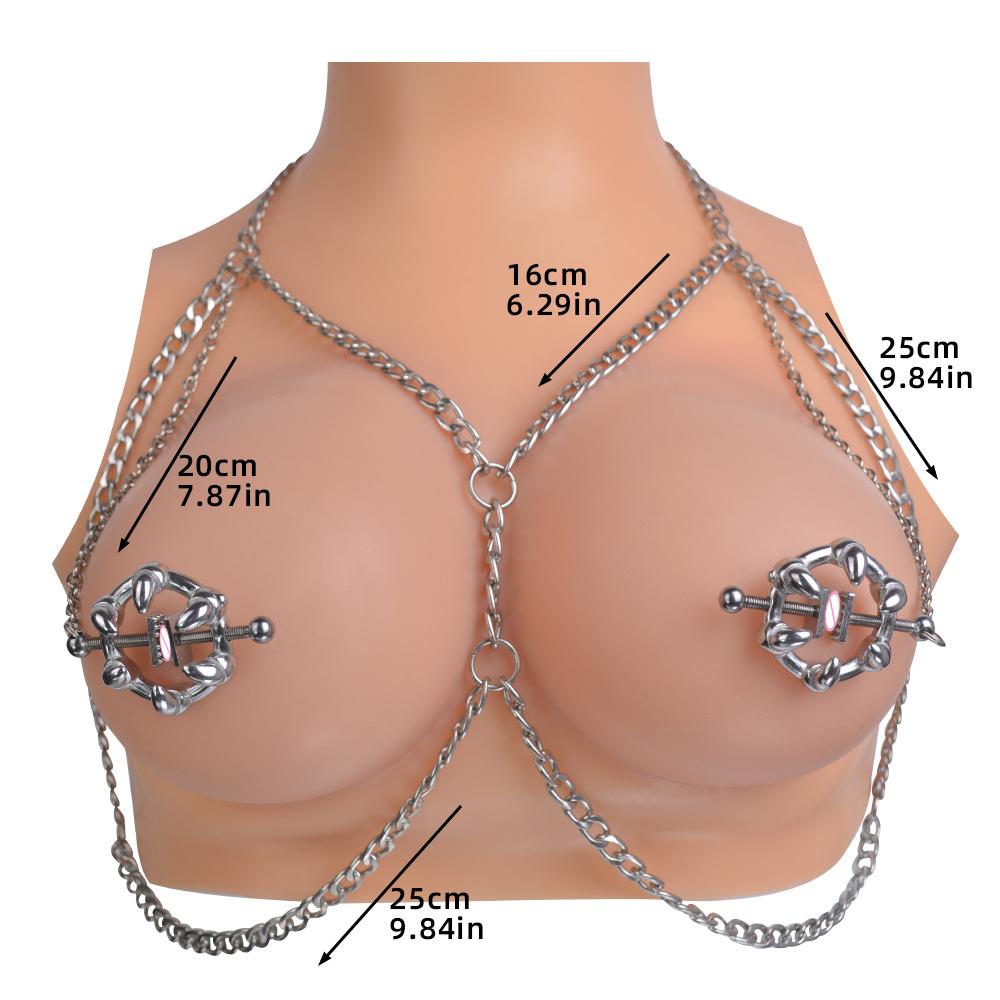QKKQ Ring Shaped Nipple Clamps Skin Friendly Metal Clamps Breast Clips Strapon Steel Chain BDSM Breast Bondage Nipple Clips