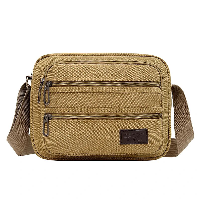 WTEMPO Retro Simple Couple Canvas Commuting Bags Casual Versatile Multi-layered Crossbody Bags Wear-resistant Zipper Single-shoulder Bags