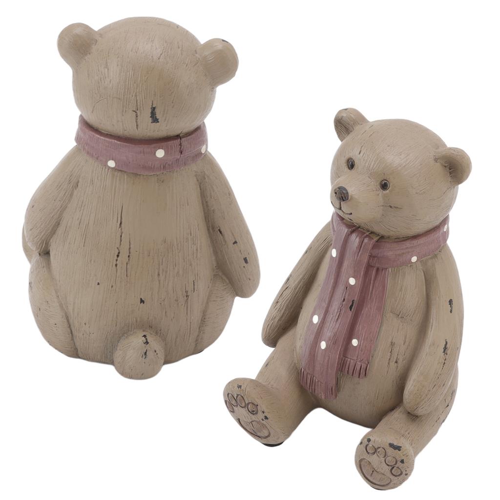 Scarf Bear Ornament Exquisite Workmanship Resin Bear Statue with Antislip Soft Rubber Pad for Living Room Porch