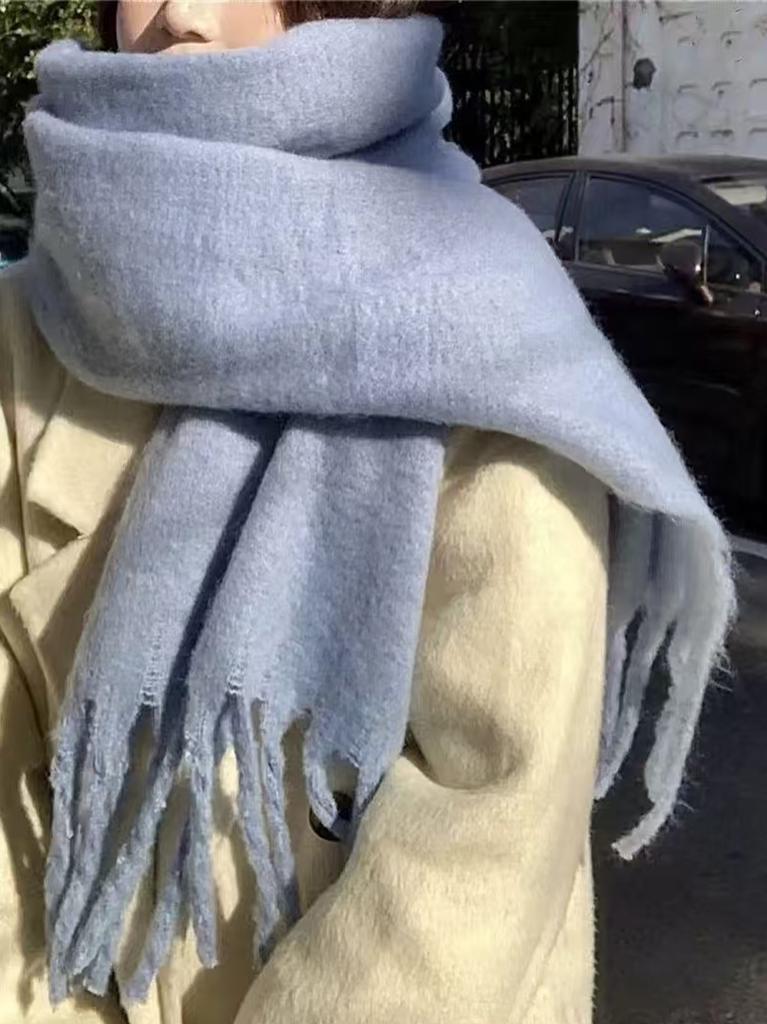 Autumn and winter new plaid scarf women's Korean atmosphere fashion versatile imitation cashmere thickened warm knitted scarf