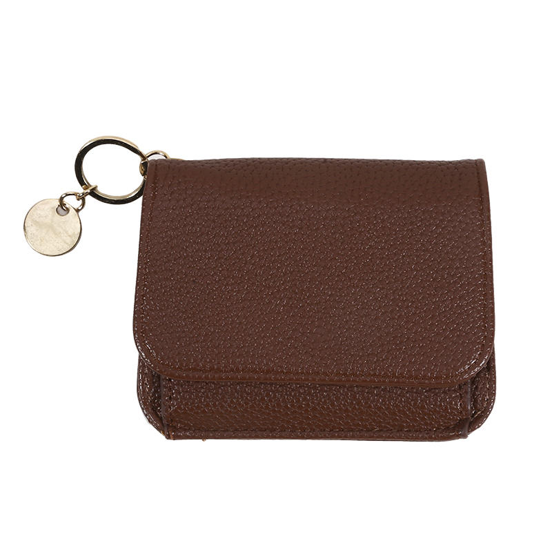 Ladies' Simple PU Leather Mini Zip Around Wallet Solid Color Slim Card Holder Coin Purse with RFID Blocking