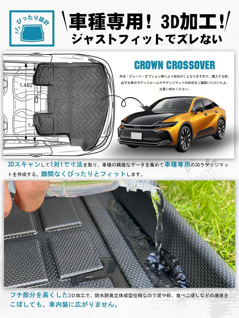 Ruiya Foldable Luggage Mat for New Toyota Crown Crossover 35 Series Dedicated to Crown Crossover Luggage Tray 3D Luggage Mat TPE Easy to Trunk Custom