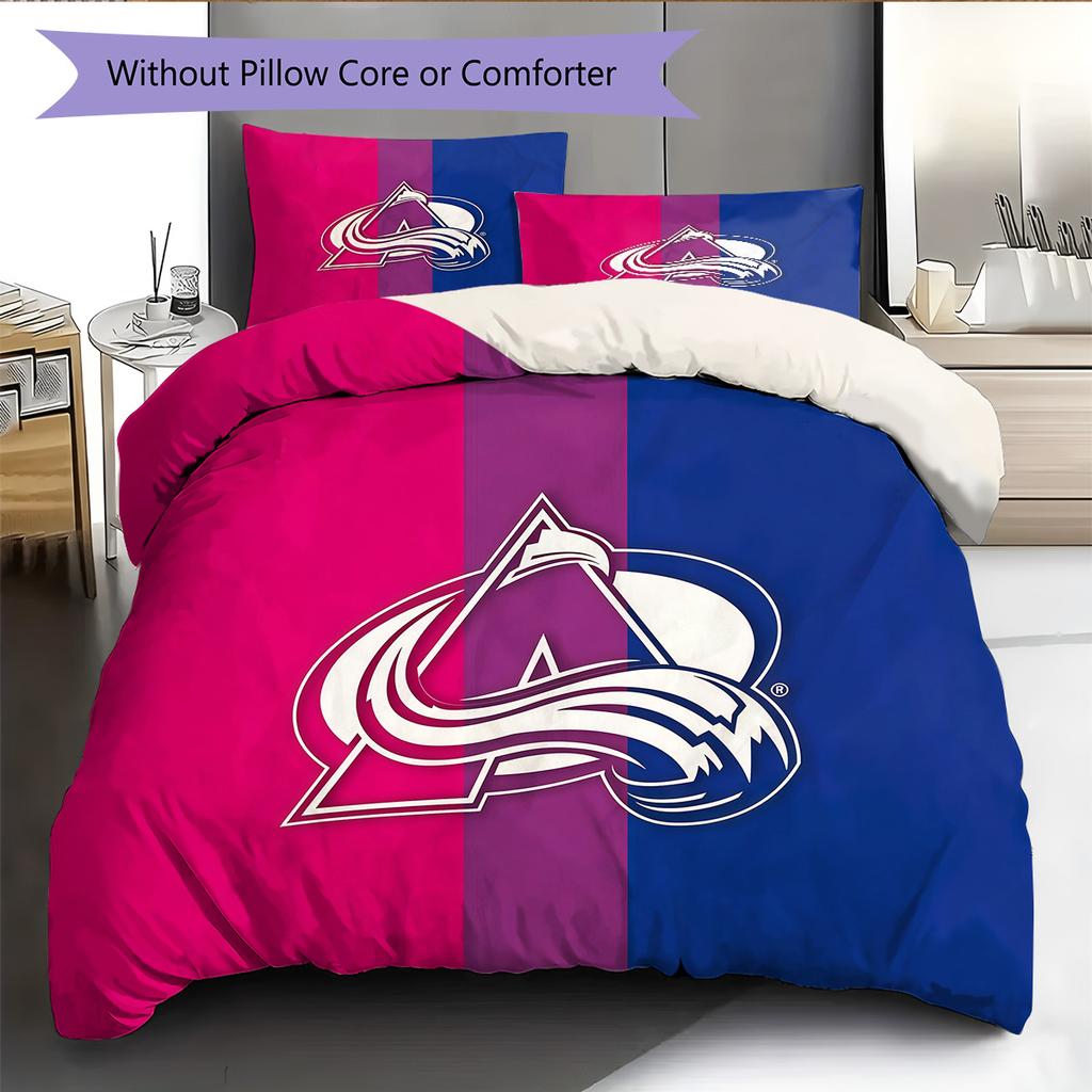 Colorado Avalanche Pattern Bedding Quilt Set Home Decoration Gift (1 * Duvet Cover + 2 * Pillowcase Without Core)