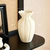 Cream Ceramic Vase Ruffled Edge Fluted Design Home Table Decor Vase For Fresh Flower Arrangement