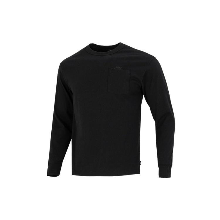 Men s Nike Solid Color Athleisure Casual Sports Round Neck Long Sleeves Black T-Shirt DR7930-010 S