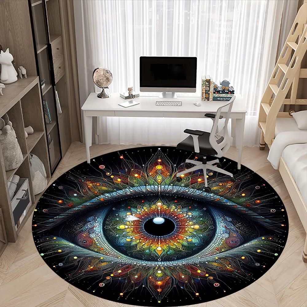 1pc Psychedelic Eye Print Chair Carpet for Office Non-Slip, Machine Washable Rug for Office, Room - Holiday Decor, Machine Made yy251016069