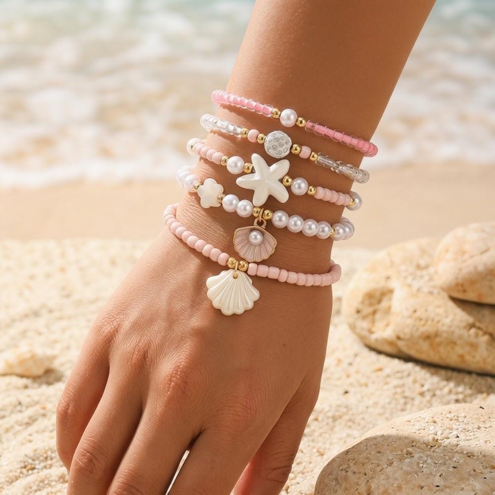 Bohemian Multilayer Shell Bracelets Starfish Wrap Charm Hand Chain New Conch Beaded Bangles Gifts