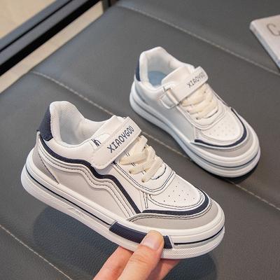 Spring and Autumn Children's Leather White Shoes New Elementary School Sports Board Shoes Boys and Girls Soft Sole Students