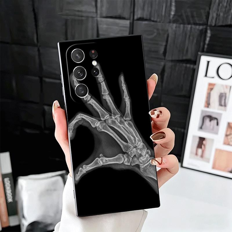 Funny X-Ray Hand Bones Soft Phone Case for Samsung Galaxy S26 S25 Edge S24 Ultra S23 Plus S22 S21 FE S20 Black Cover Back Shell