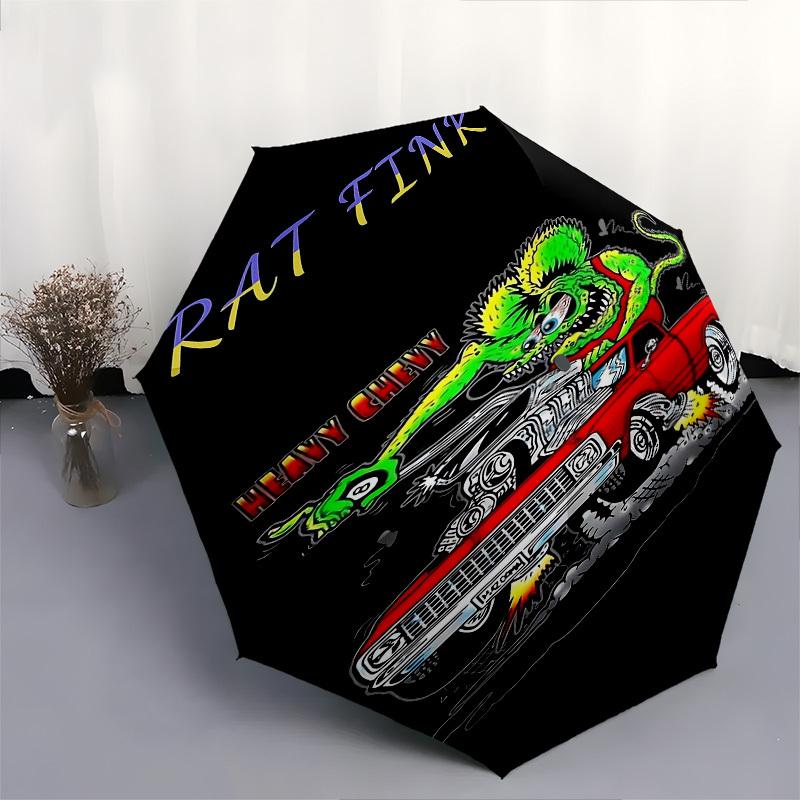 1pc RAT FINK HEAVY CHEVY Automatic Open Close Umbrella Windproof Canopy, Automatic Open Close Button10170