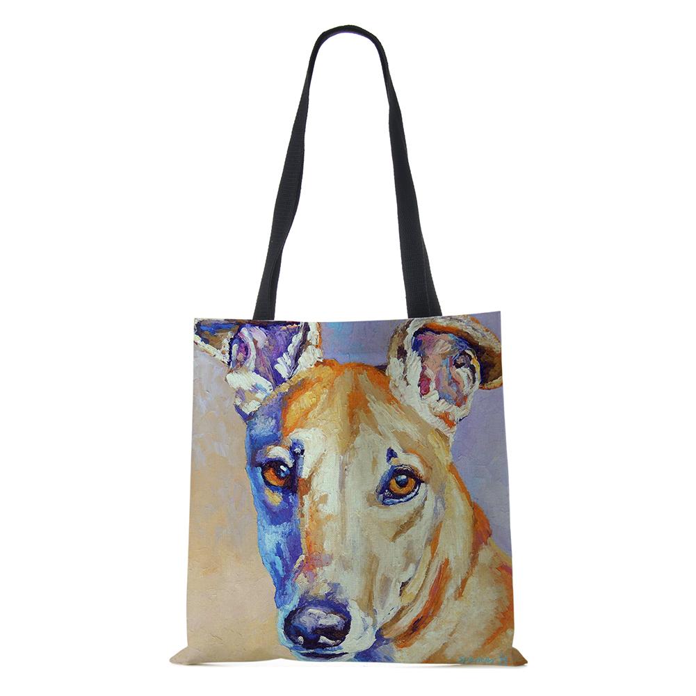 

Женские льняные сумки с собачьим принтом, повседневные дорожные пляжные подарочные пакеты