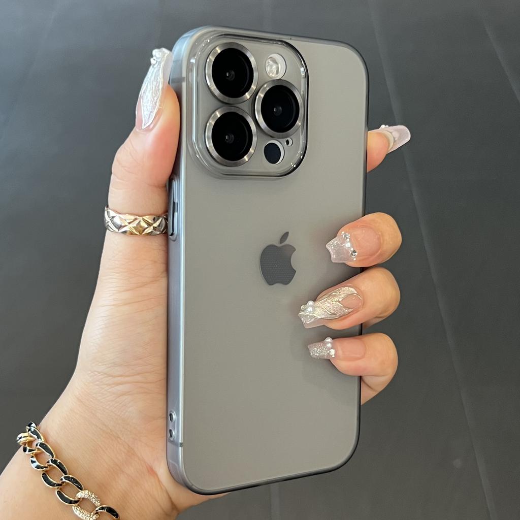 Matte Ultra Thin Soft TPU Case For iPhone 15 14 Plus 13 12 11 Pro Max Transparent Clear Metal Camera Protector Cover
