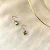 Olive Green Bare Stone Gentle Wind Earrings French Retro Hong Kong Style Ear Hook Temperament Earrings Light and Luxurious Earrings