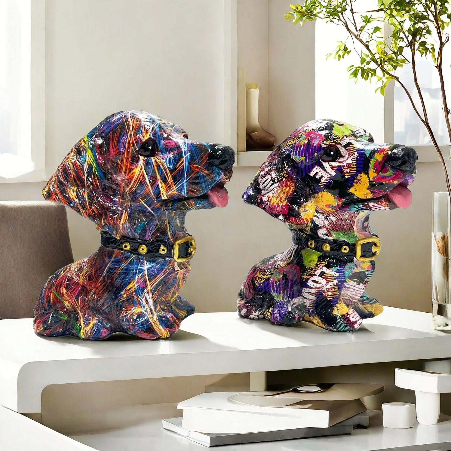 

New Transfer Big-headed Dog Resin Crafts Ornaments Living Room Home Office Desktop Decoration Supplies Gifts