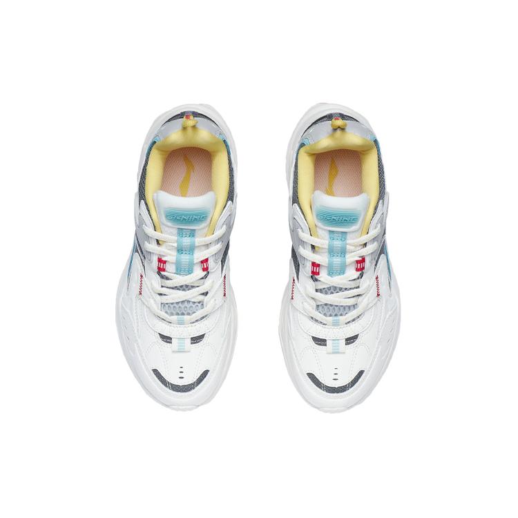New LiNing Spacetime Cushioning Low Top Running Shoes Women's White Gray AGCR332-5