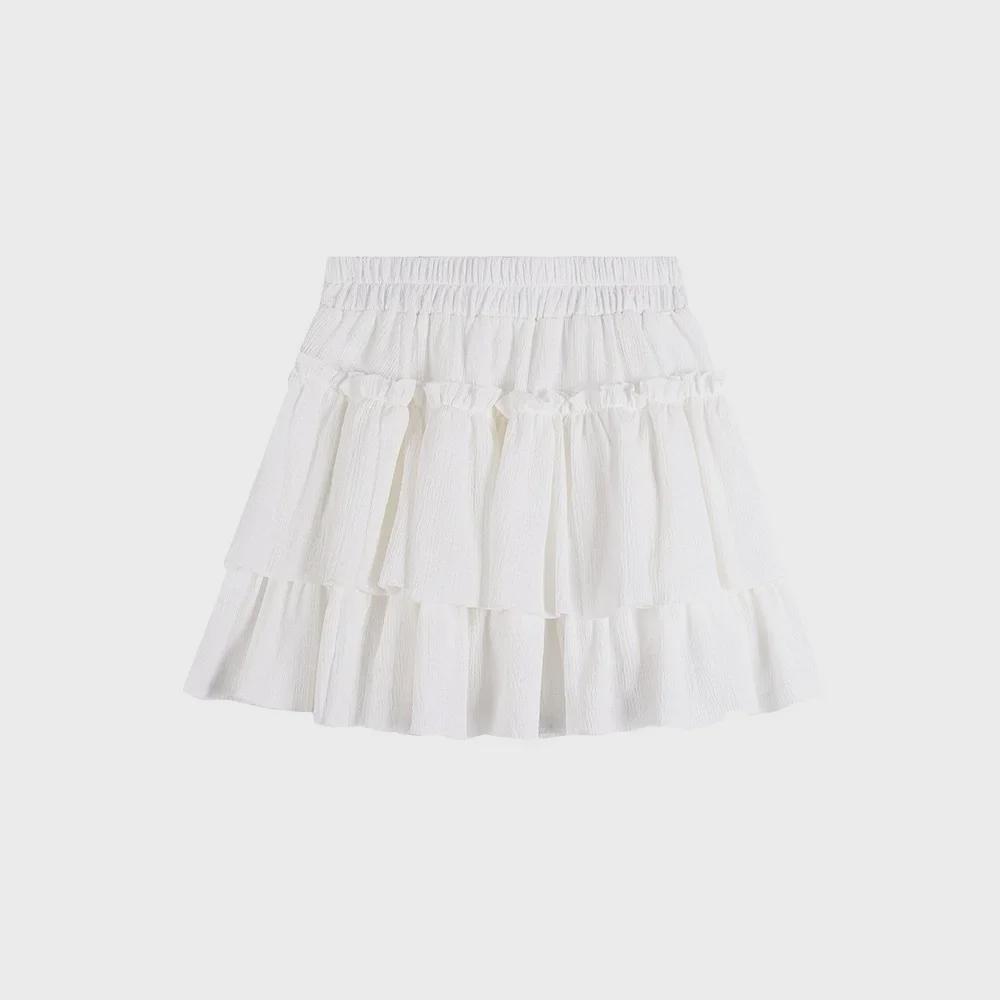 Leopard Print High-Waist Ruffled Skirt - Summer 2024 Women's Pleated Short Skirt with Elastic Waist