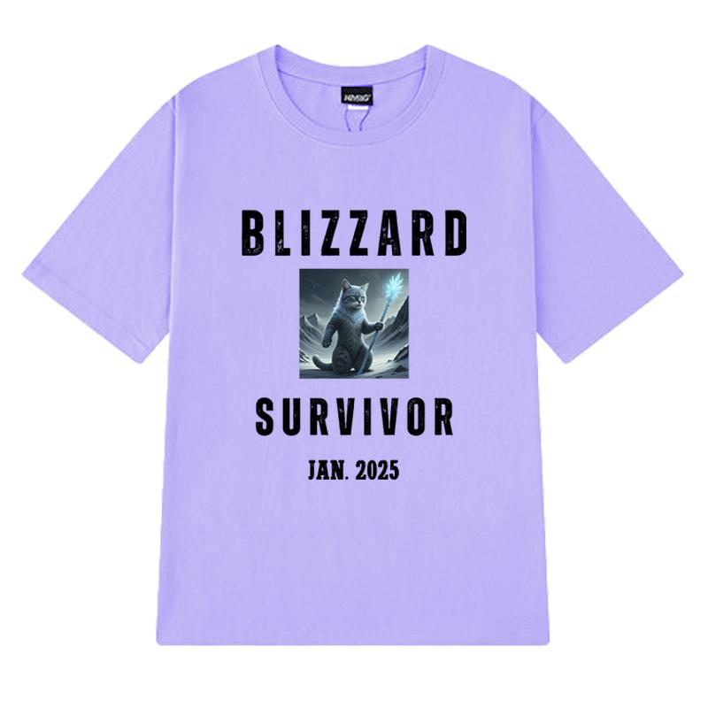 Winter Cat Blizzard Survivor Magic Wizard Cat T Shirt Unisex Women Funny Summer Short Sleeve Tshirts Unisex 100 Cotton Clothing