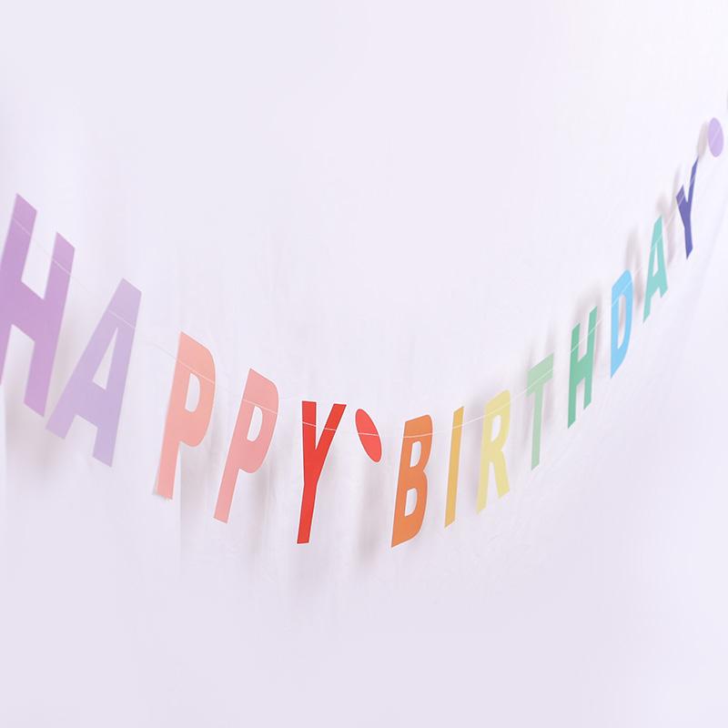 Rainbow Color Happy Birthday Banner Paper Garland Kids 1st Birthday Party Hanging Flag Decoration Unicorn Theme Party Supplies