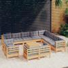 Vidaxl 13-Cz. Tuin Lounge Set, Grijze Kussens, Grenenhout