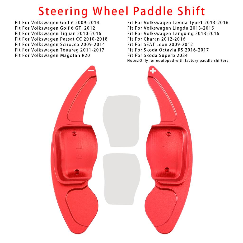 Förlängning av rattpaddlar för VW Golf 6 Tiguan CC Aluminium Röd