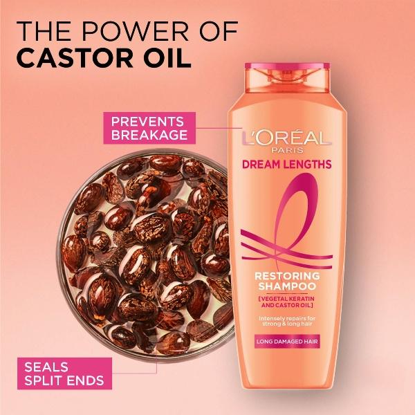 L'Oreal Paris Restoring Shampoo 340 ml | Nourishes | Repair & Shine | For Long and Lifeless Hair | Dream Lengths