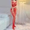 Ladies Lace Fishnet Stocking Sexy Hollow Catsuit Open Crotch Stockings Lingerie Bodysuit