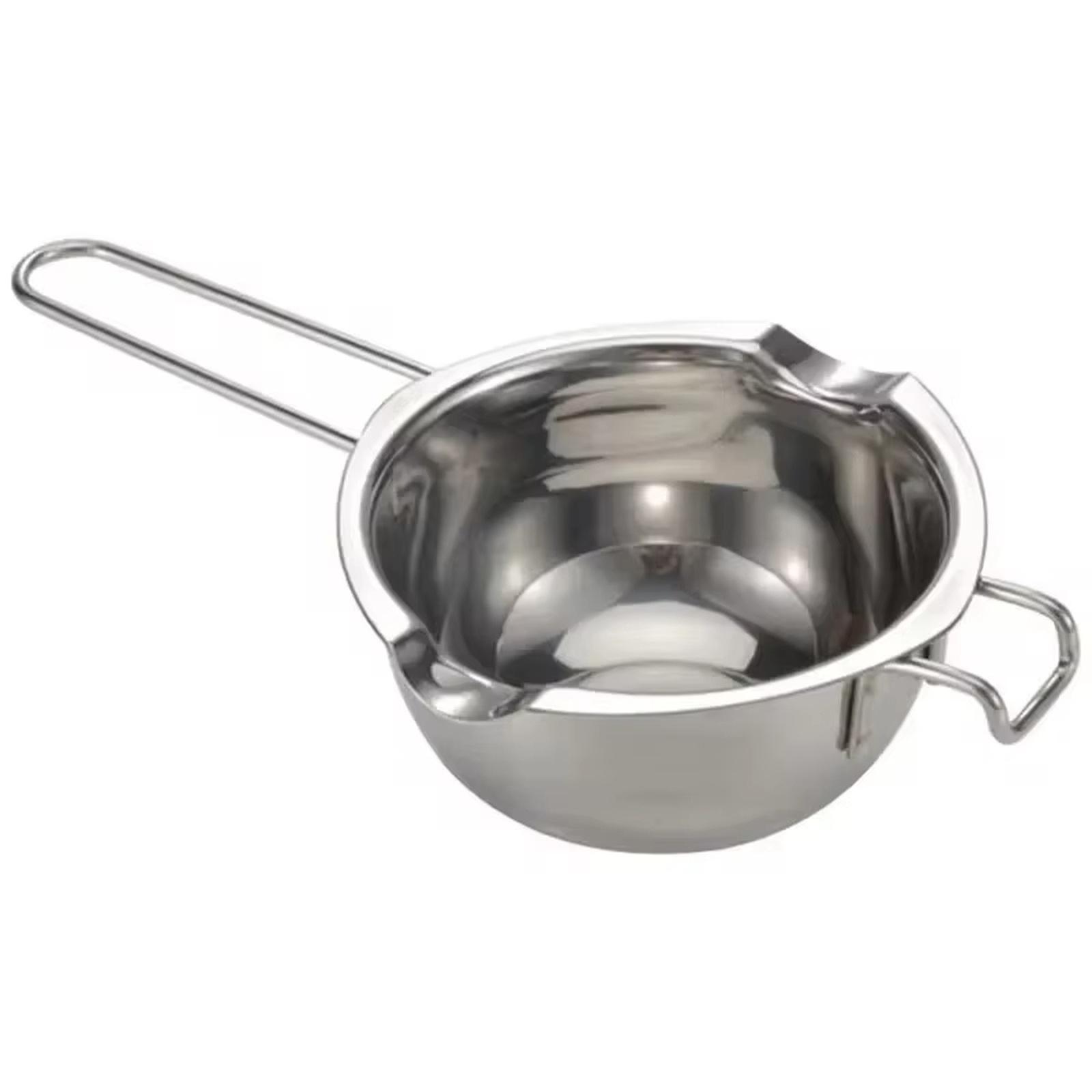 Stainless Steel Chocolate Melting Pot Butter Melting Bowl with Silicone Handle Baking Tool серебряный