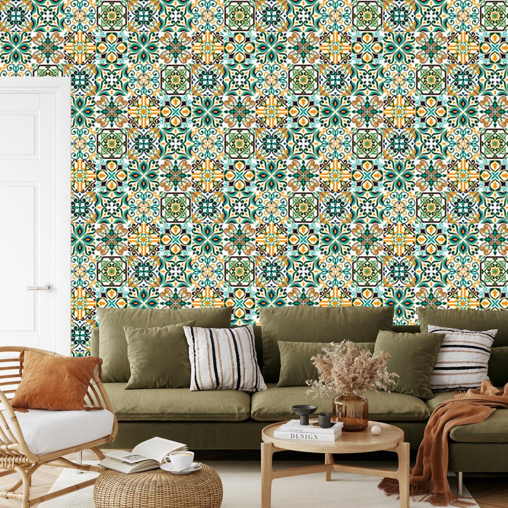 Colorful mosaic and pattern wallpaper for living room and bedroom 50x1000