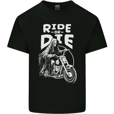 Ride To Die Grim Reaper Biker Bicycle Skull Kids T-Shirt Childrens