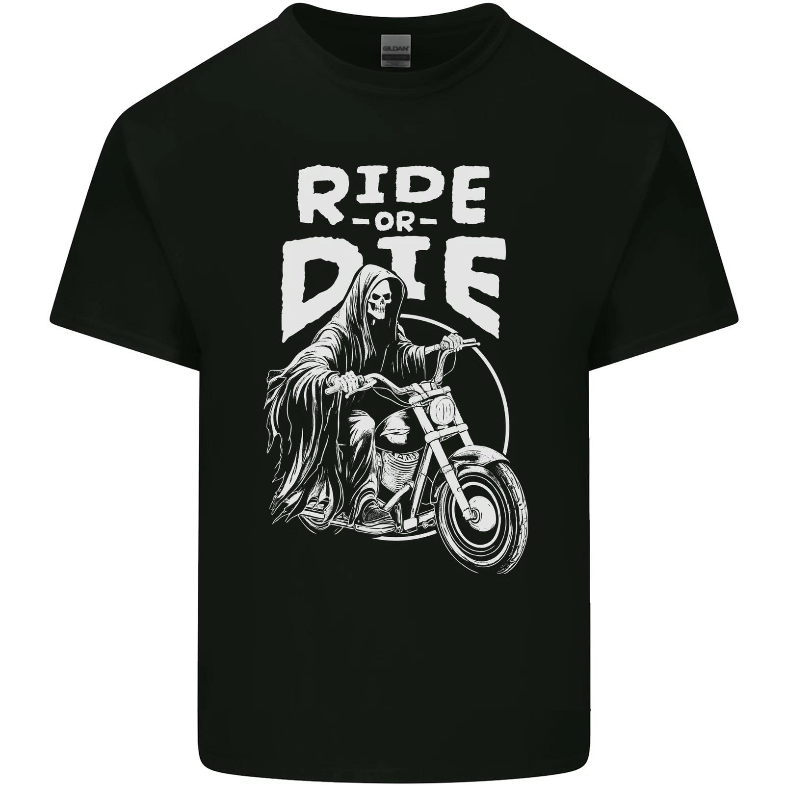 Ride to Die Grim Reaper Biker Bicycle Skull Kids T-Shirt Childrens XL