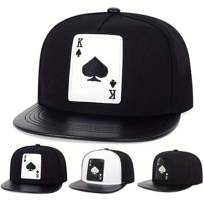 Unisex Poker Spades K Embroidery Hip-hop Hats Spring Autumn Adjustable Casual Snapback Baseball Caps Outdoor Sunscreen Hat
