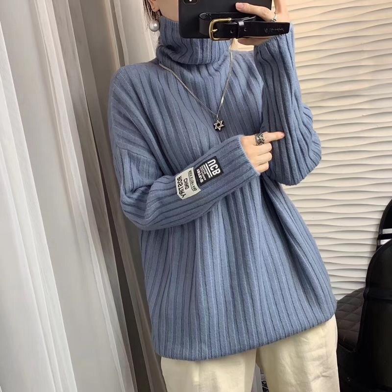 Pulovr Svetr Podzim a Zima 2022 Vertikální svetr s vysokým výstřihem Dámské Volný Přiléhavý Svetr Pevný pletený svetr Svetr