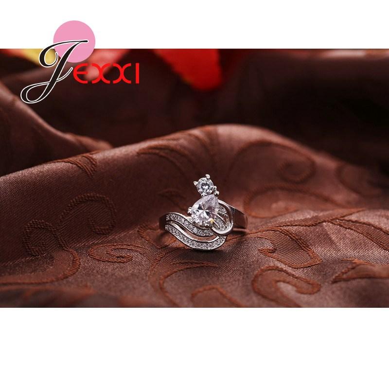 Charm Unique Design Fashion Women Rings White Cubic Zircon 925 Sterling Silver Color Color Engagement Party Rings Jewelry Gift