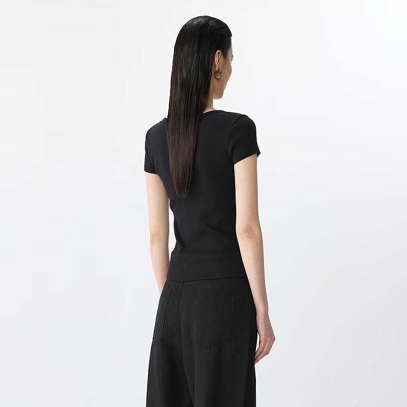 JNBY Women's Ribbed Slim-Fit Short Sleeve T-Shirt