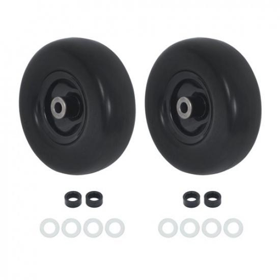 Set da 2 pneumatici e ruote per tosaerba 9x3.50-4'' Pneumatico in PU e Kit Adattatori Nero