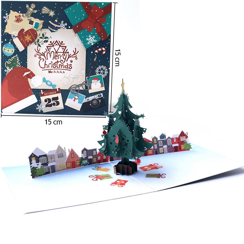 3D Christmas City Greeting Card - Creative Festive Postcard