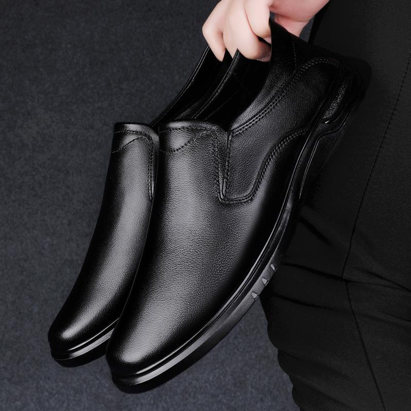 Fashion Genuine Leather Men's Warm Winter Shoes Formal Dress Loafers Casual Soft Mens Business Shoes Comfortable Non-slip Driving Shoes
