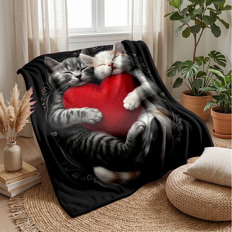 Kittens Among Purple Flowers Theme blanket Lightweight Warm Flannel Blanket Decorative Throw Blanket for Home Decoration