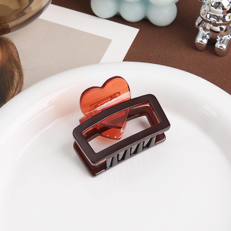 Love Square Grab Clip Premium Sense Acetic Acid Hairpin Simple Versatile Ponytail Clip Back Head Shark Clip Hair Accessories
