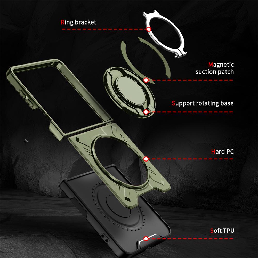 360° Magnetic Ring Holder Kickstand Phone Case For Samsung Galaxy Z Flip 8 7 Flip8 5G TPU+PC Shockproof Rugged Protection Cover