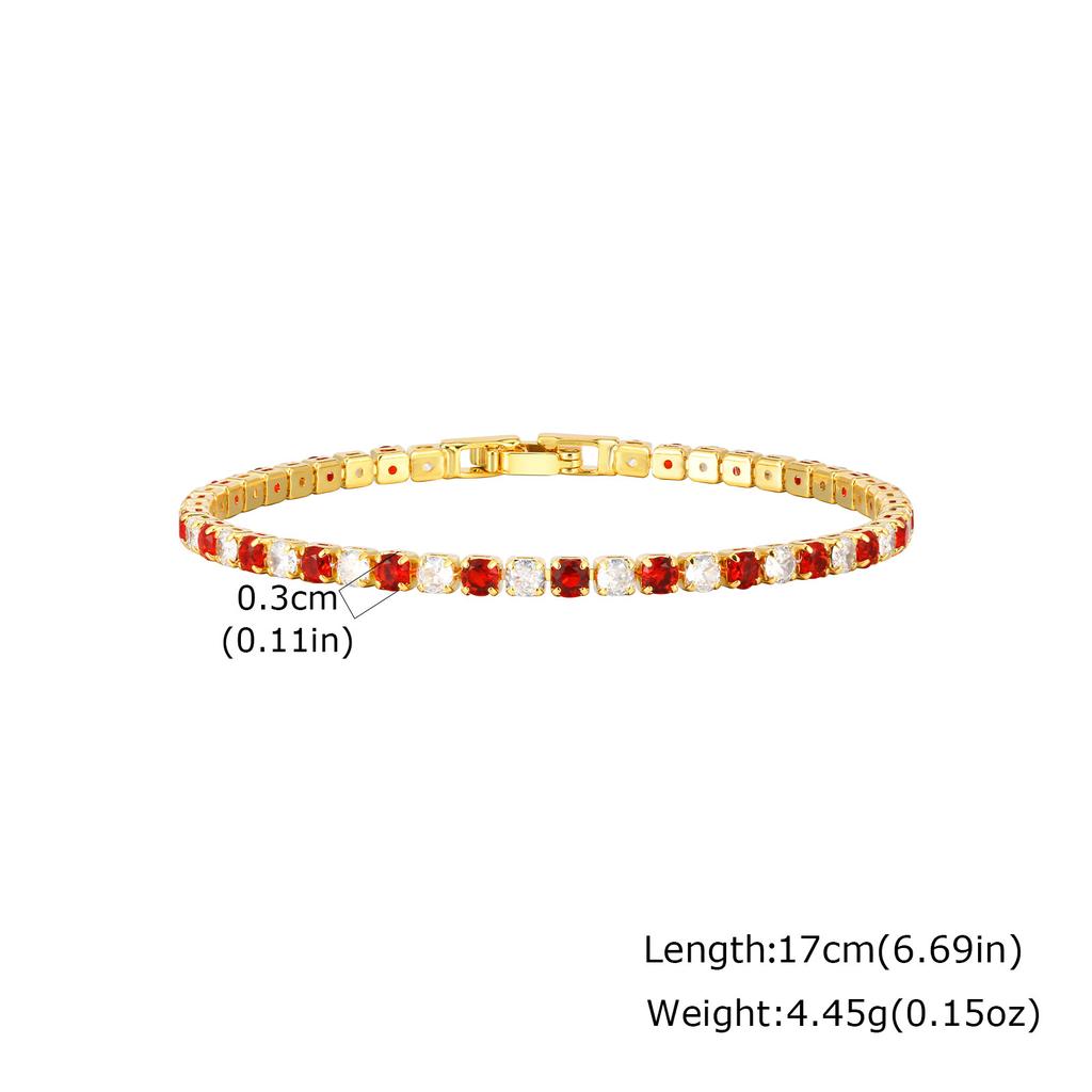 Adjustable Colorful Crystal Tennis Bracelet for Women High Quality 3mm Cubic Zircon Chain Bracelets Luxury Fashion Jewelry Gift