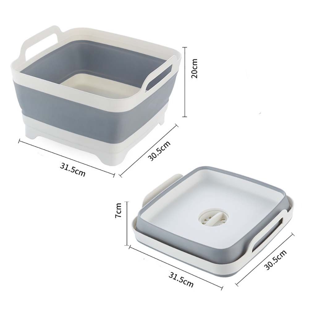 With Drain Plug Folding Wash Basin Foldable Kitchen Storage Tray Portable Storage Basket Fruit