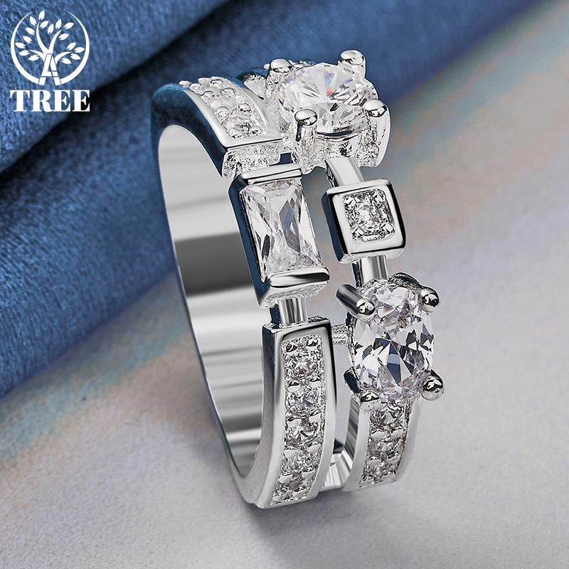 Bijuterii inel rotund pătrat AAA cu zirconiu din argint 925