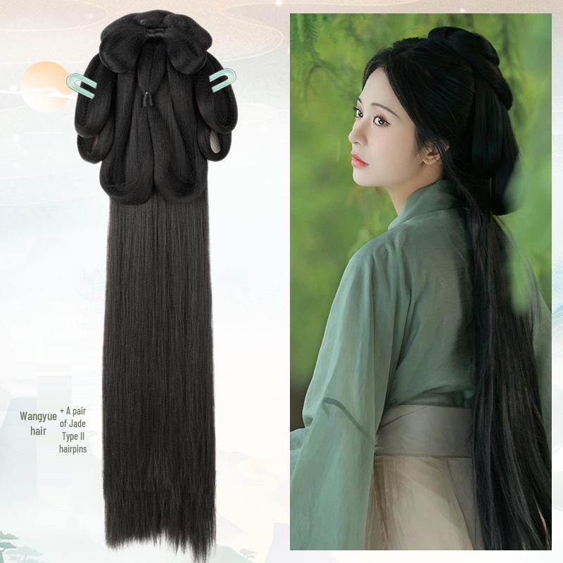 Wei Jin Style Hanfu Headdress Wig Bun with Hair Accessories