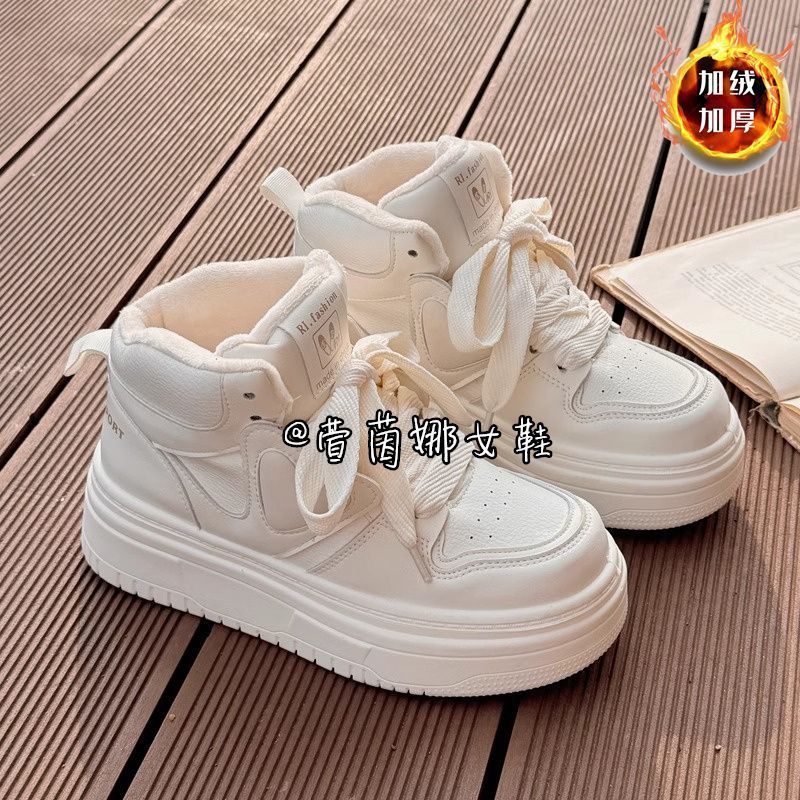 Cotton Women's Shoes High-top Women's Shoes Velvet Little White Shoes Versatile Niche Platform Sports Casual Shoes