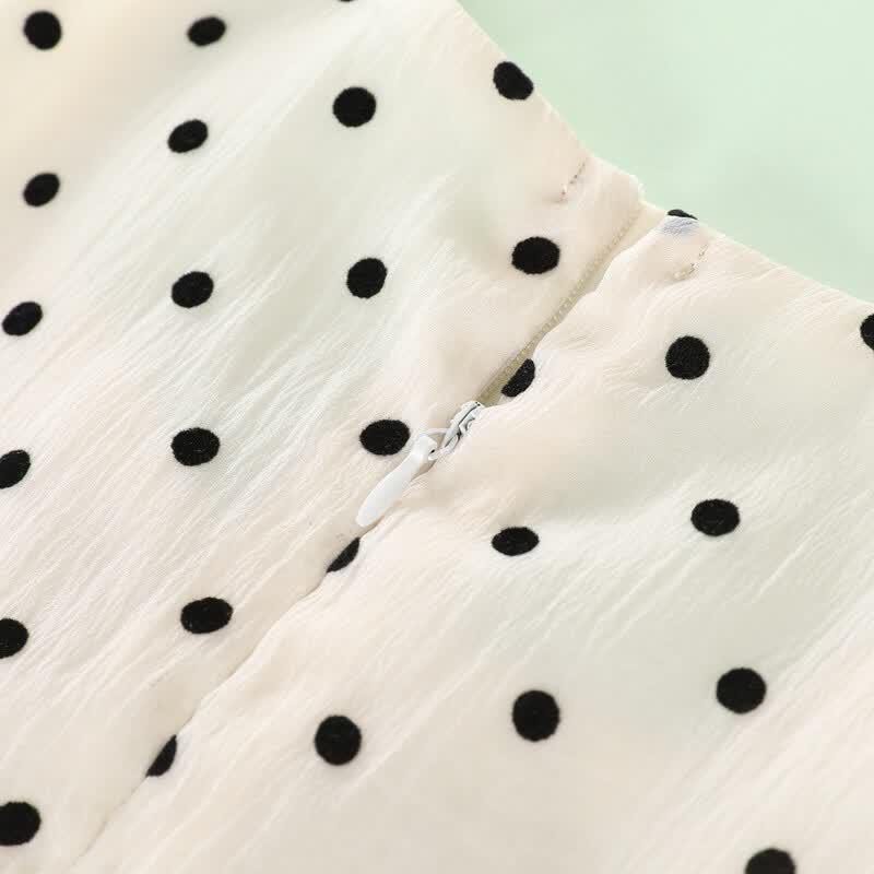 Montagut Kids Girls' French Square Neck Polka Dot Vest Dress